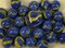 25 Glass Marbles ANGELFISH Blue/Yellow Dory game vtg style Shooter Swirl